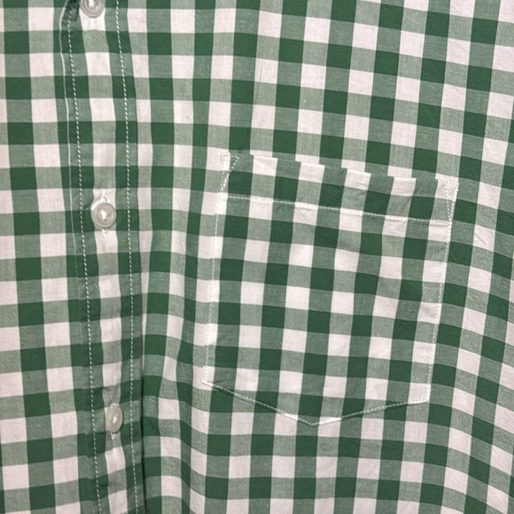 J.Crew Flex Washed Shirt Men's XL Slim Green White Gingham Long Sleeve - Picture 4 of 7
